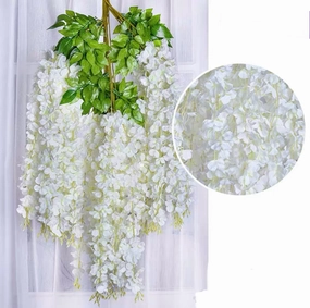 Artificial medium length wisteria wedding decor Cream realistic flower bouquet  
