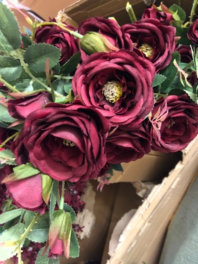 Artificial Rose Spray Bunch (Burgundy) artificial flower bouquet  