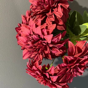 Artificial Silk artificial Dahlia Burgundy realistic flower bouquet  
