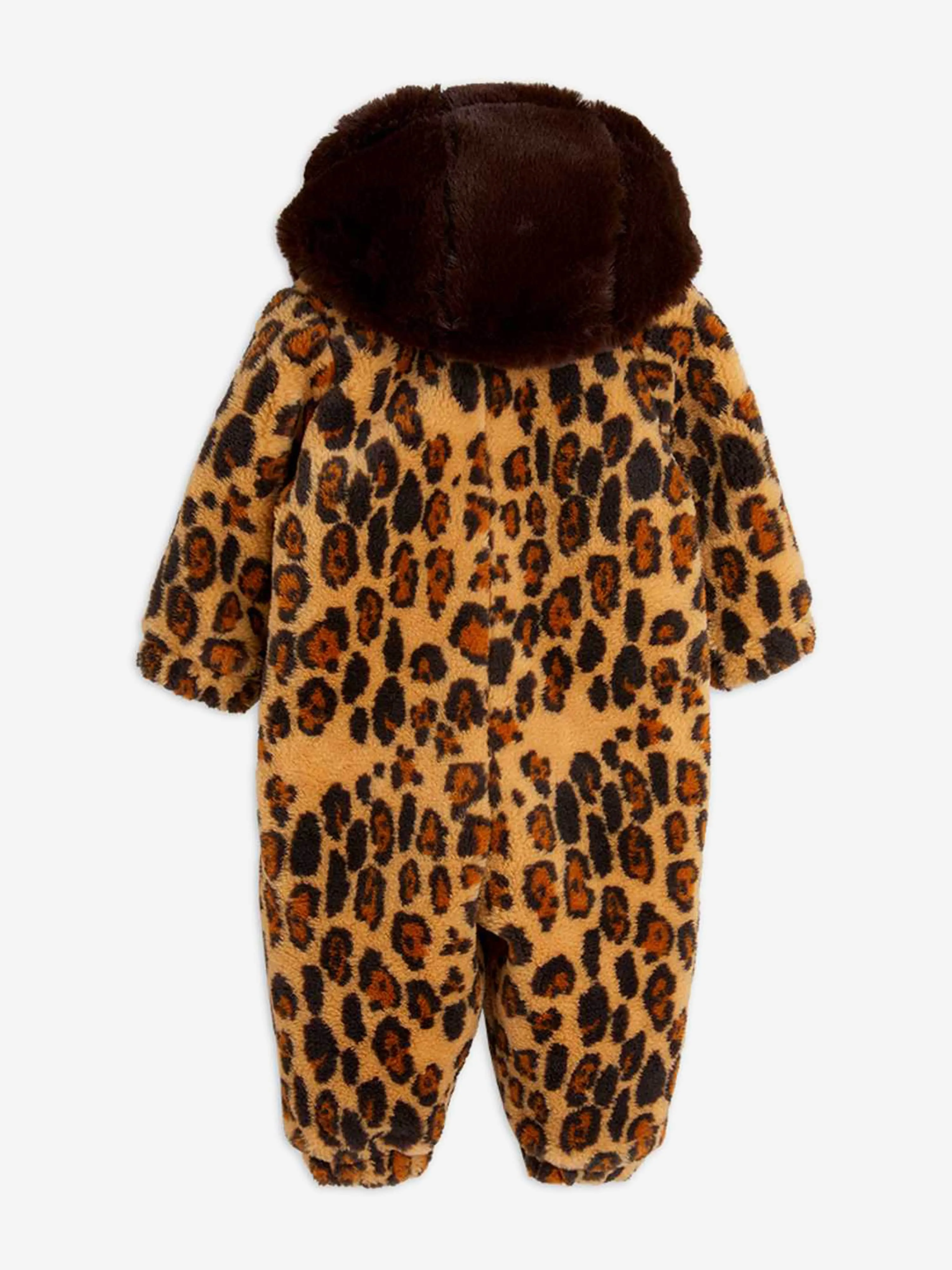 Brauner Kunstfell-Babystrampler mit Leopardenmuster für Mädchen