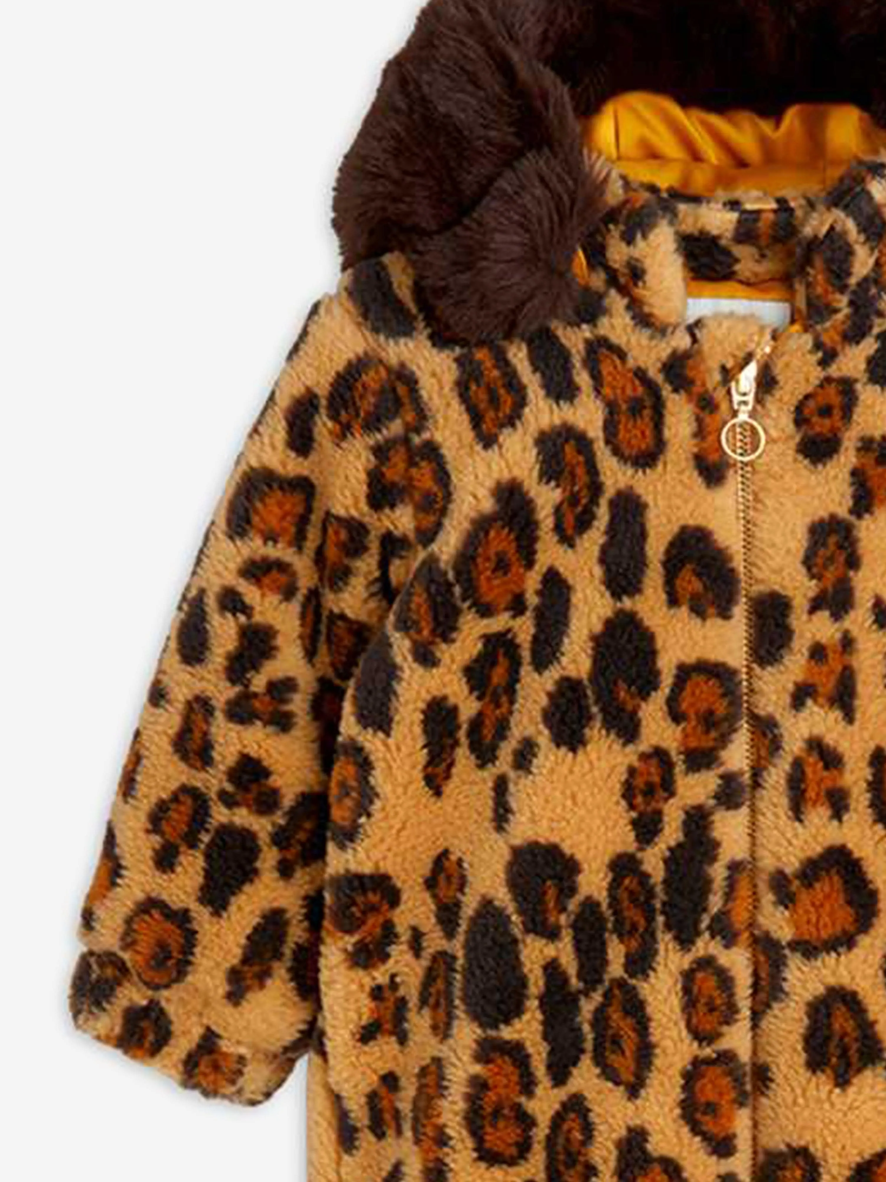 Brauner Kunstfell-Babystrampler mit Leopardenmuster für Mädchen