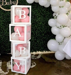 BABY white Box No balloon artificial flower bouquet  