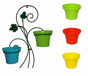 Balcony Decor Metal Planters with Hanger (Set of 2),plant shelf accessories