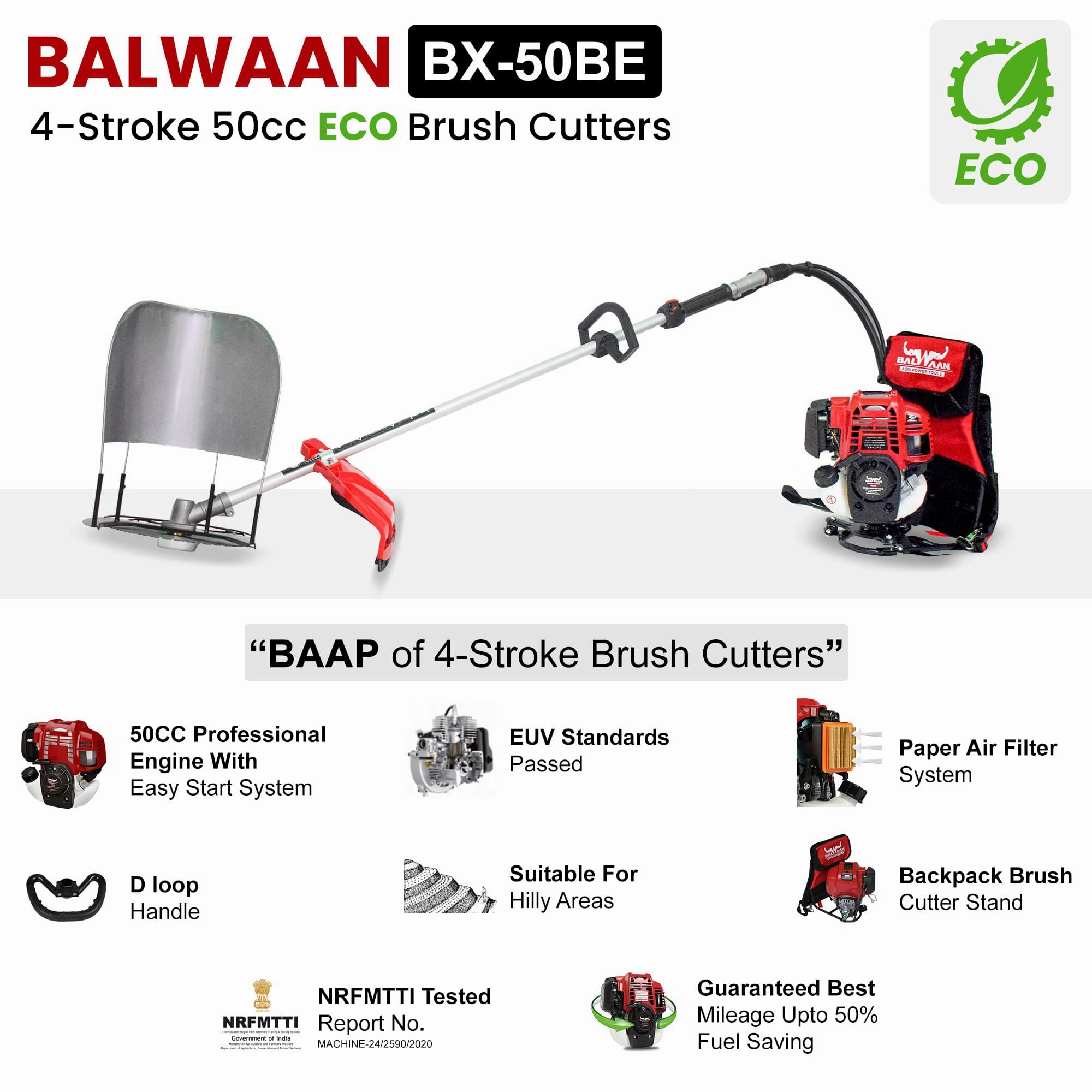 Balwaan 50cc Eco Back Pack Crop cum Grass Cutter|BX-50BE
