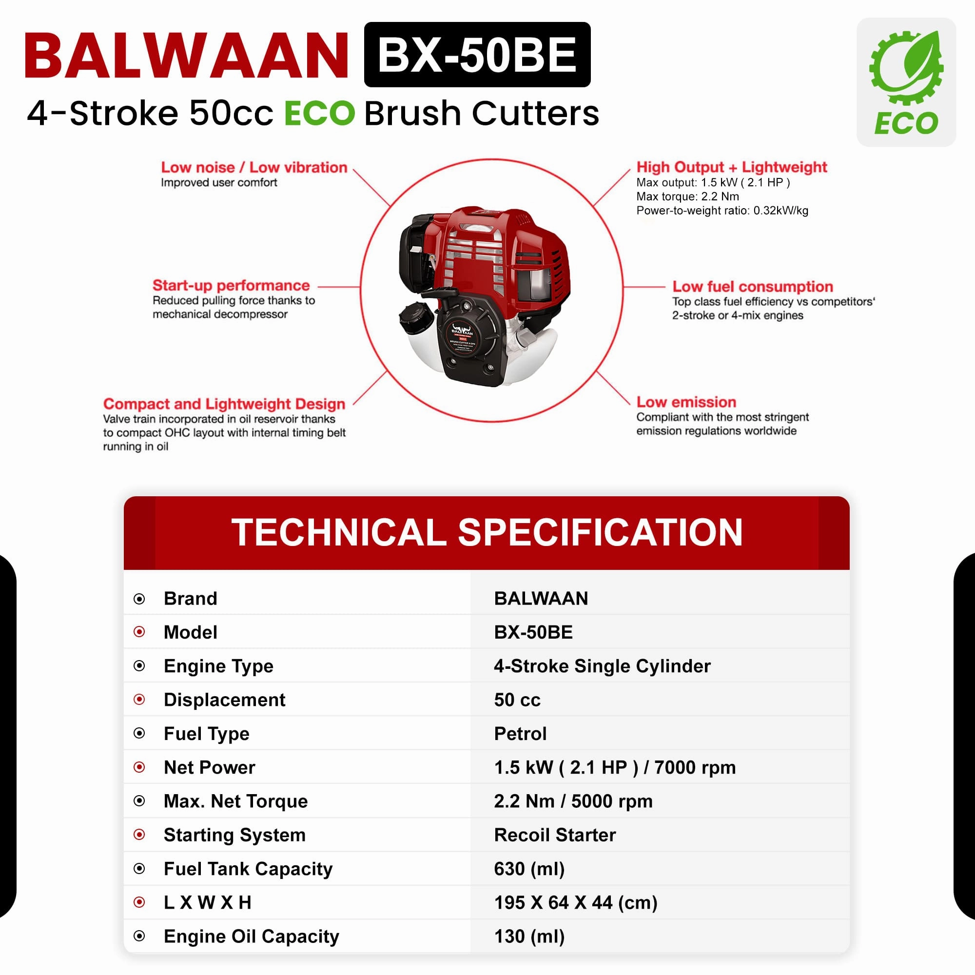 Balwaan 50cc Eco Back Pack Crop cum Grass Cutter|BX-50BE
