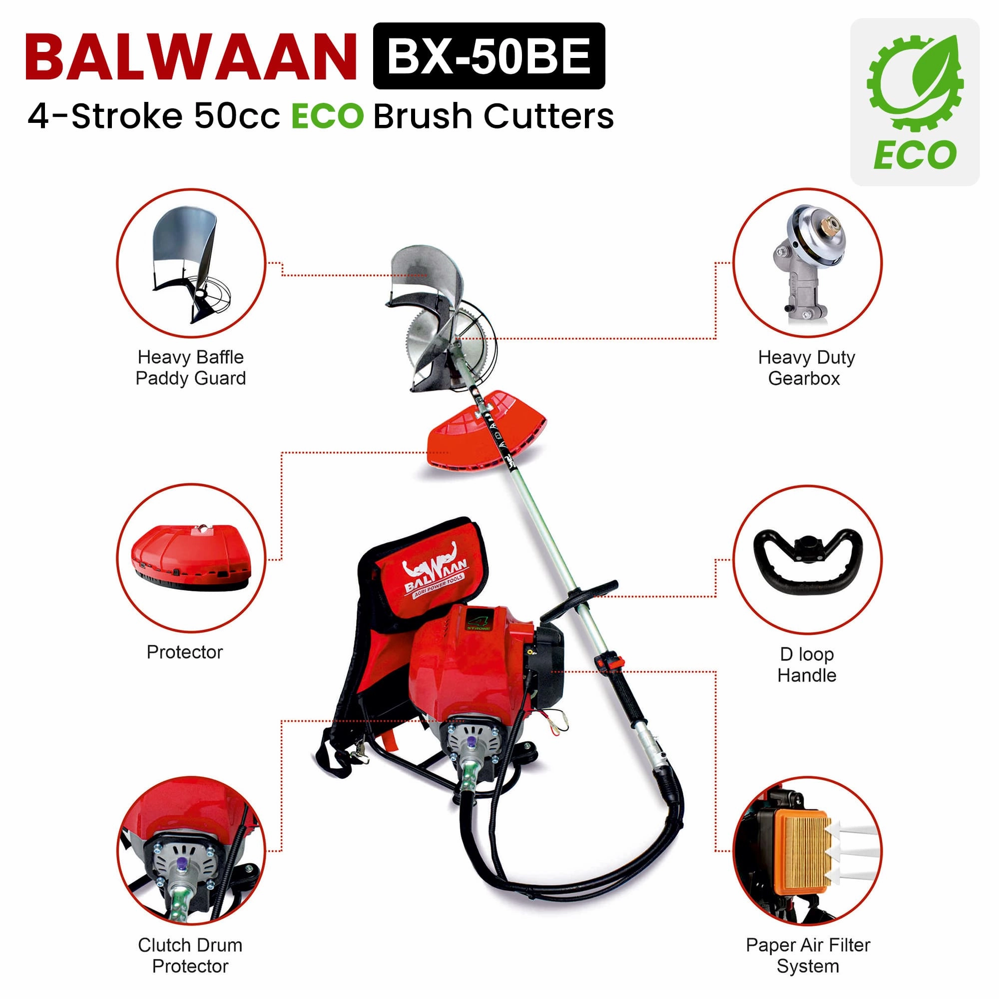 Balwaan 50cc Eco Back Pack Crop cum Grass Cutter|BX-50BE