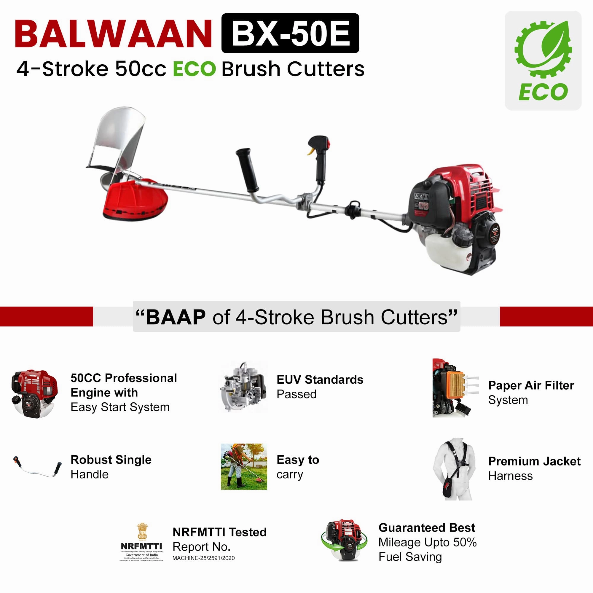 Balwaan 50cc Eco Side Pack Crop cum Grass Cutter|BX-50E