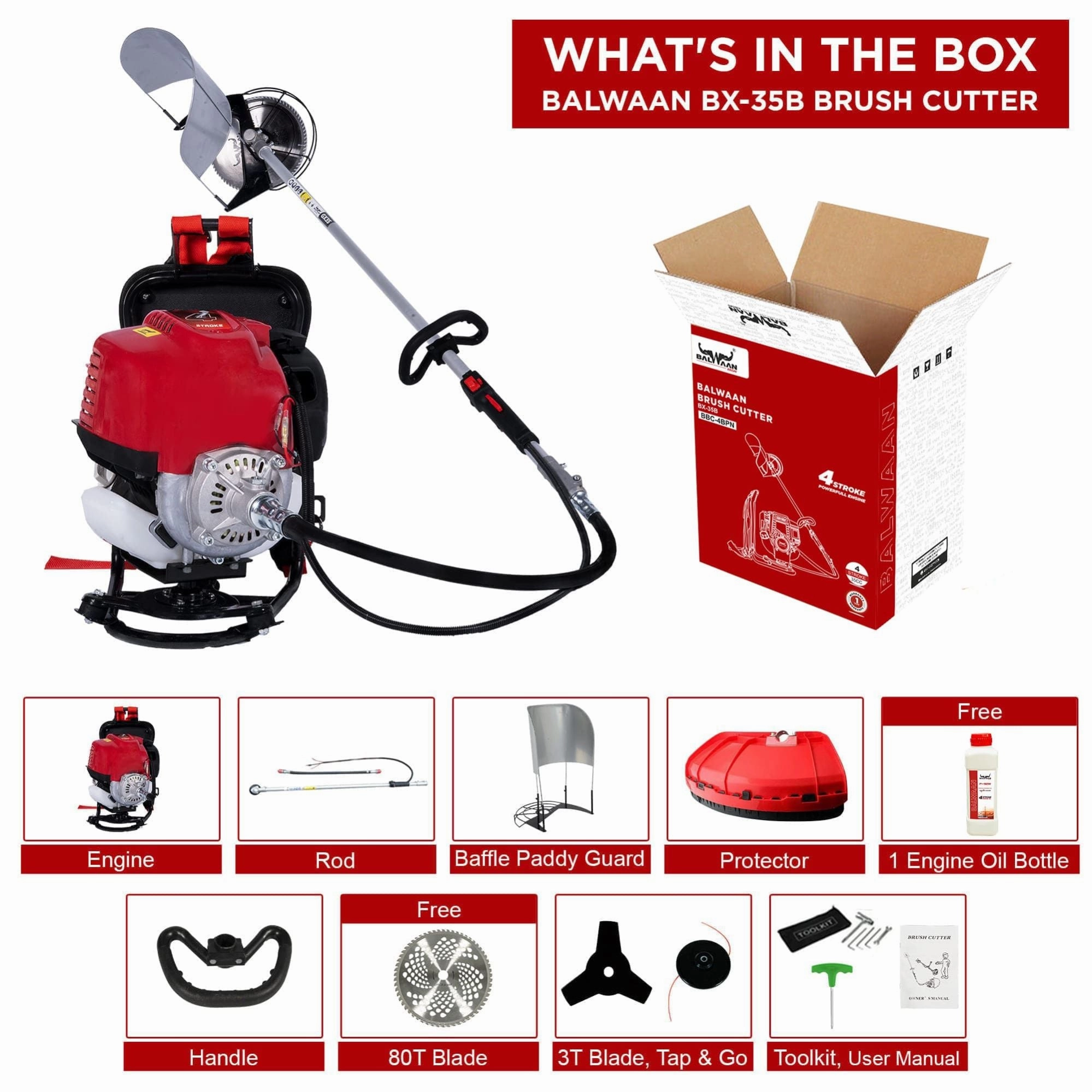 Balwaan BX-35B Back Pack Crop cum Grass Cutter| 35cc