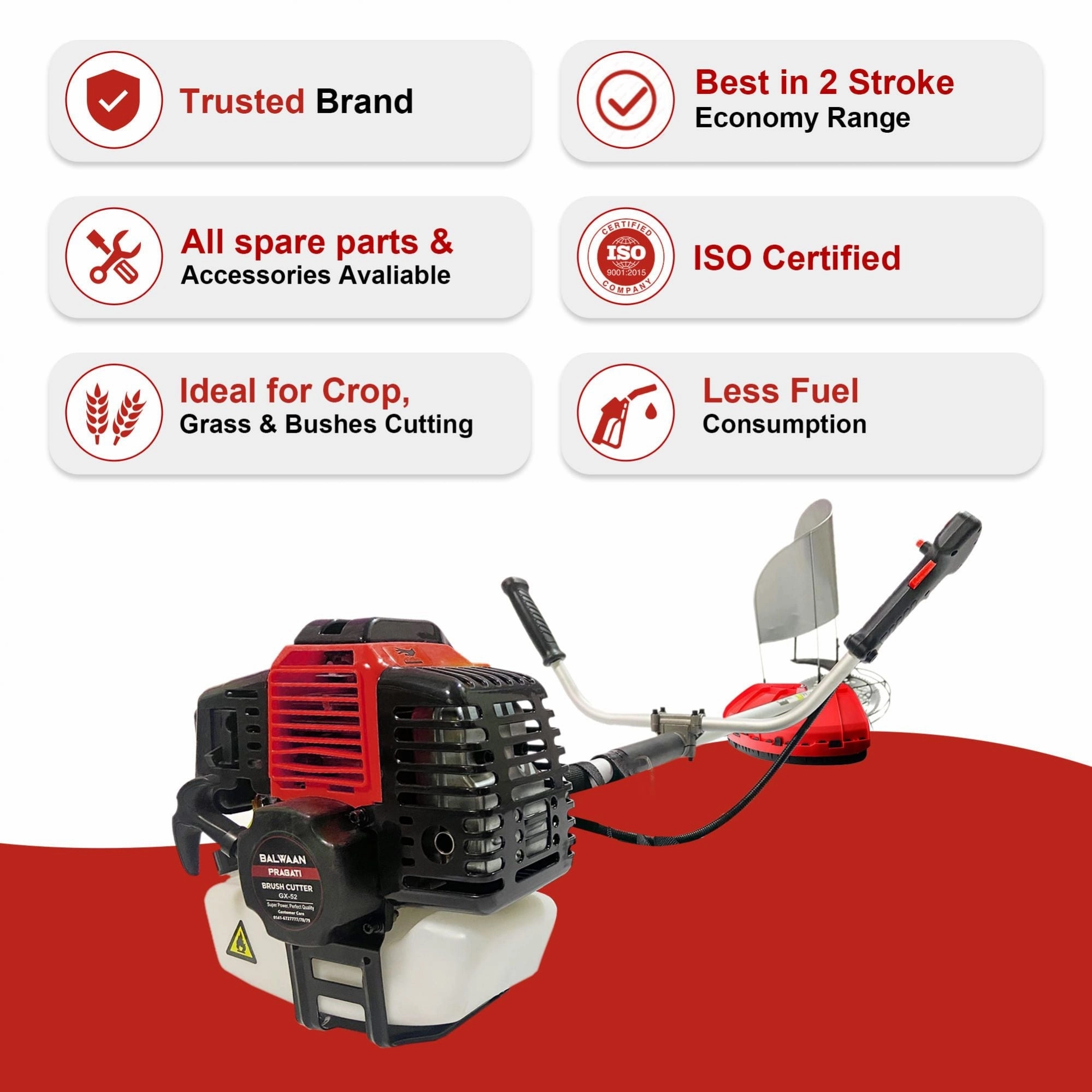 Balwaan BX-52 Pragati 2 Stroke 52cc Side Pack Brush Cutter