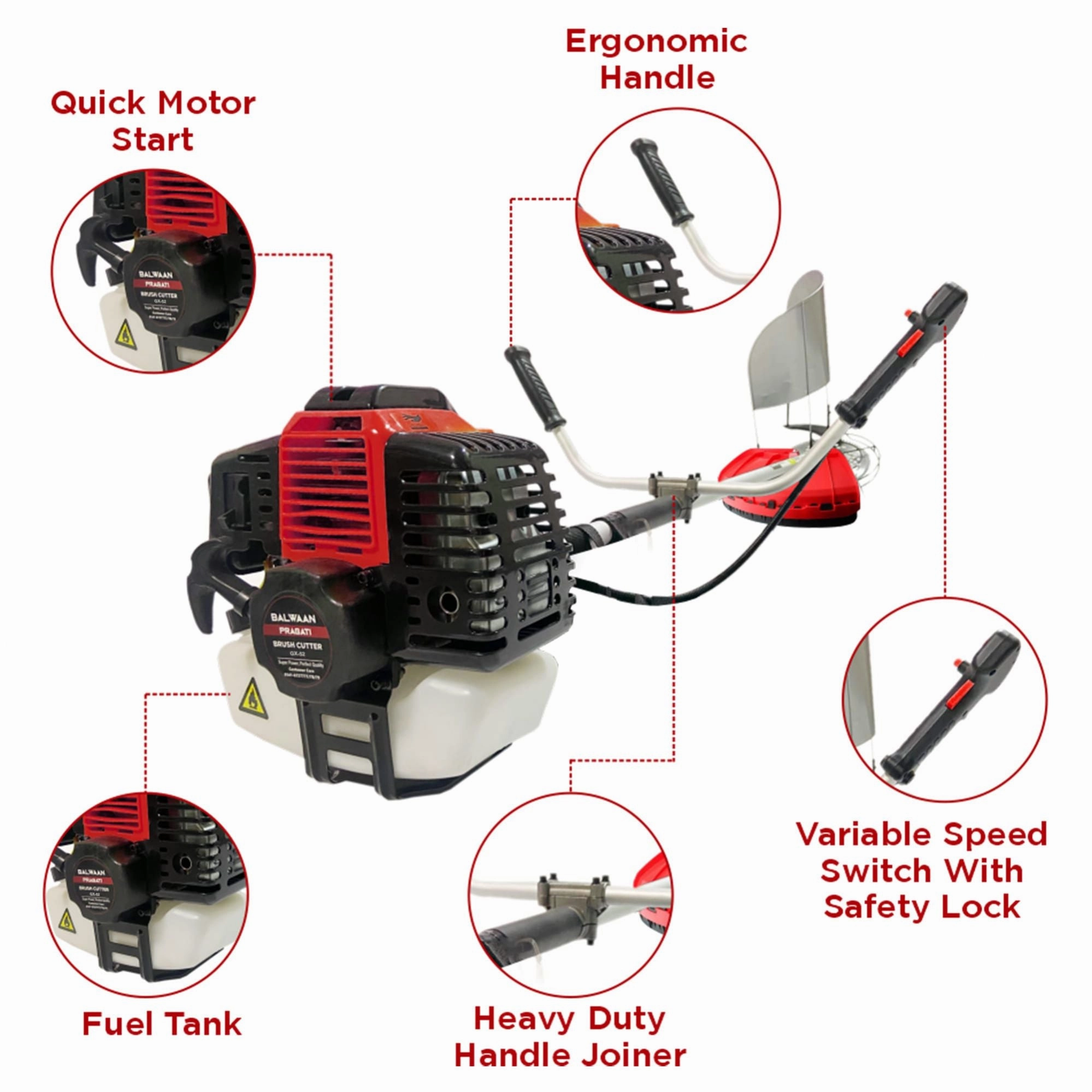 Balwaan BX-52 Pragati 2 Stroke 52cc Side Pack Brush Cutter