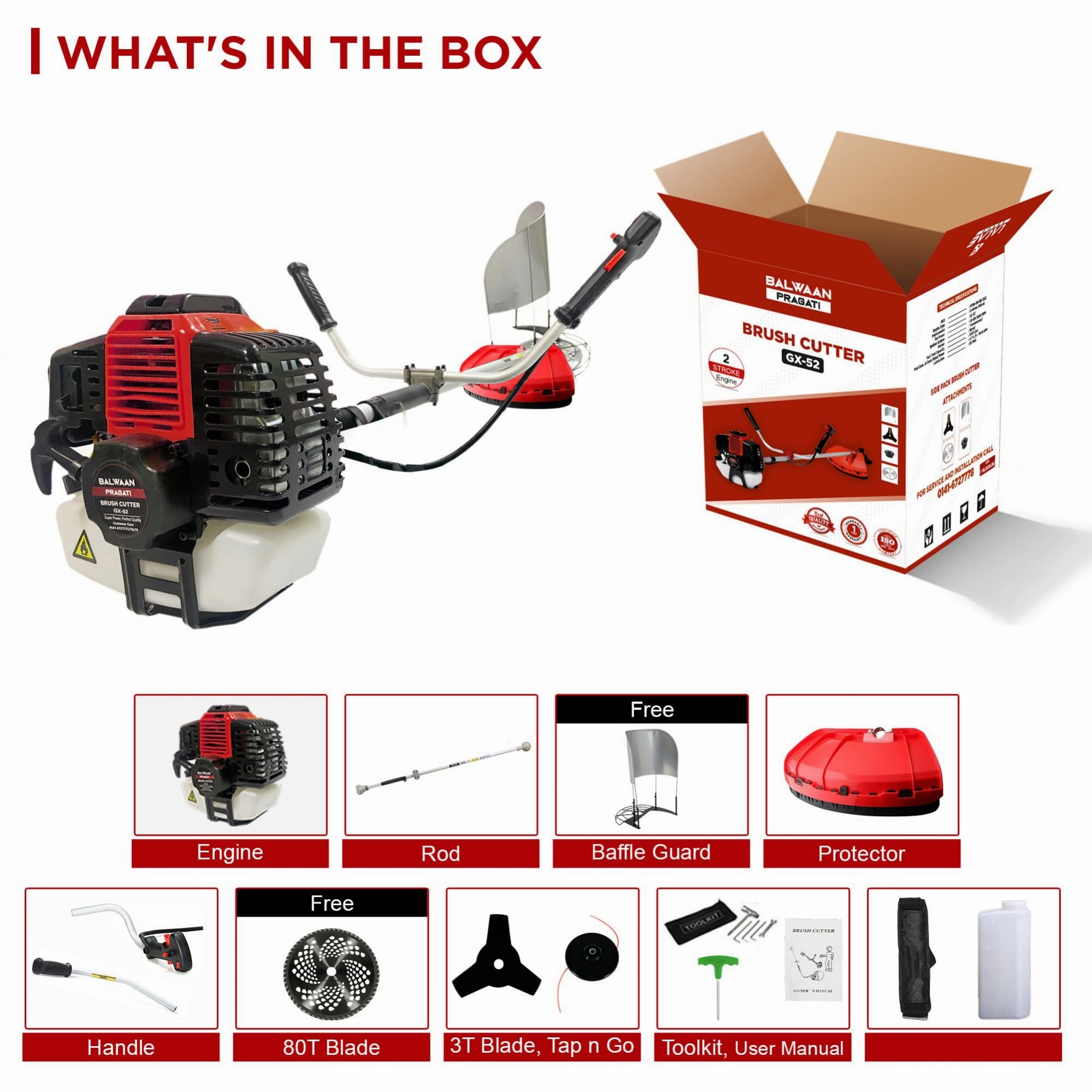 Balwaan BX-52 Pragati 2 Stroke 52cc Side Pack Brush Cutter