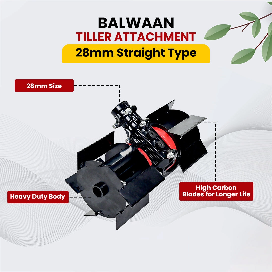 BALWAAN TILLER ATTACHMENT STRAIGHT TYPE 28MM 14 INCH