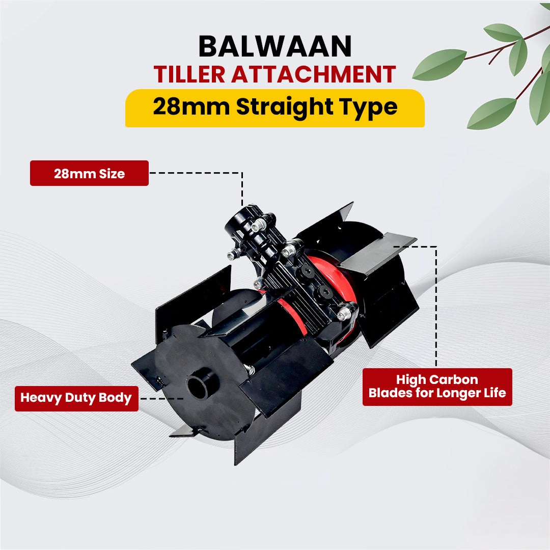 BALWAAN TILLER ATTACHMENT STRAIGHT TYPE 28MM 14 INCH