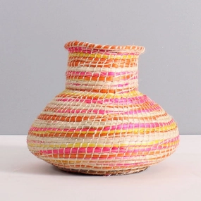 Basket Vase Izamal,hand-painted ceramic vase