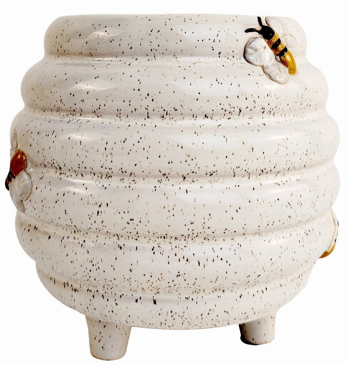 Beehive Planter with legs White & Sand,terracotta plant pot
