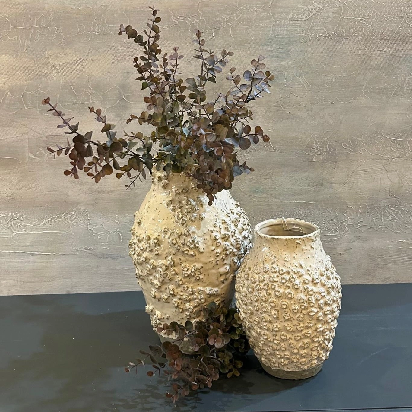 Beige Brown Textured Vases - Size Choice,hand-painted ceramic vase