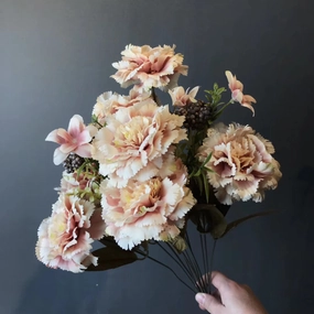 Big stem Carnation Mixed champagne blush artificial flower bouquet  