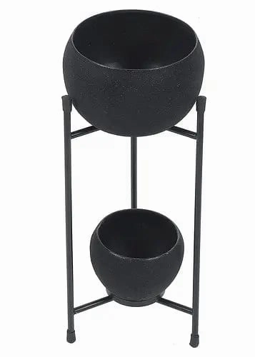 Black Apple Planter, Double Layered (Set of 2)