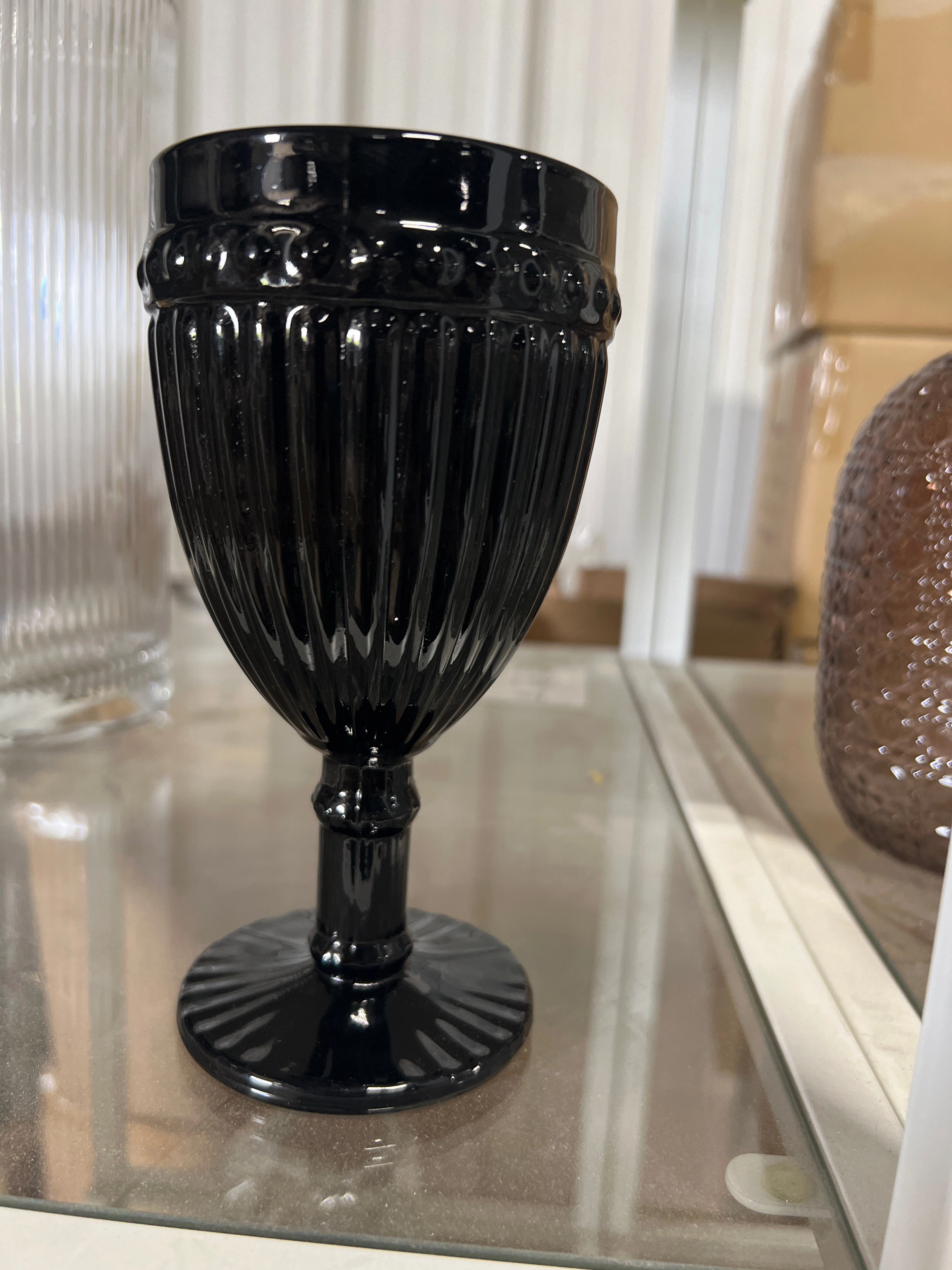 Black Color Striped drinking Glass drinkware cup goblet,aesthetic flower vase