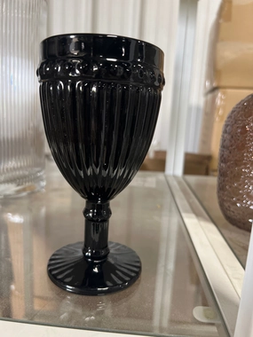 Black Color Striped drinking Glass drinkware cup goblet,aesthetic flower vase
