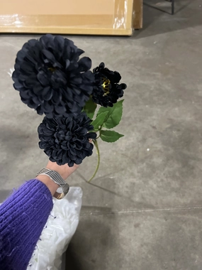 Black Pompom Dahlia spray artificial flower bouquet  