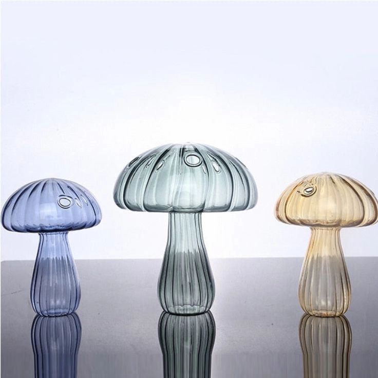 Blue 5.5 Bud Vase Mushroom Lampwork,aesthetic flower vase