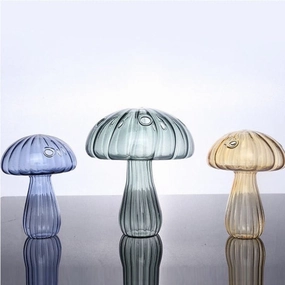 Blue 5.5 Bud Vase Mushroom Lampwork,aesthetic flower vase