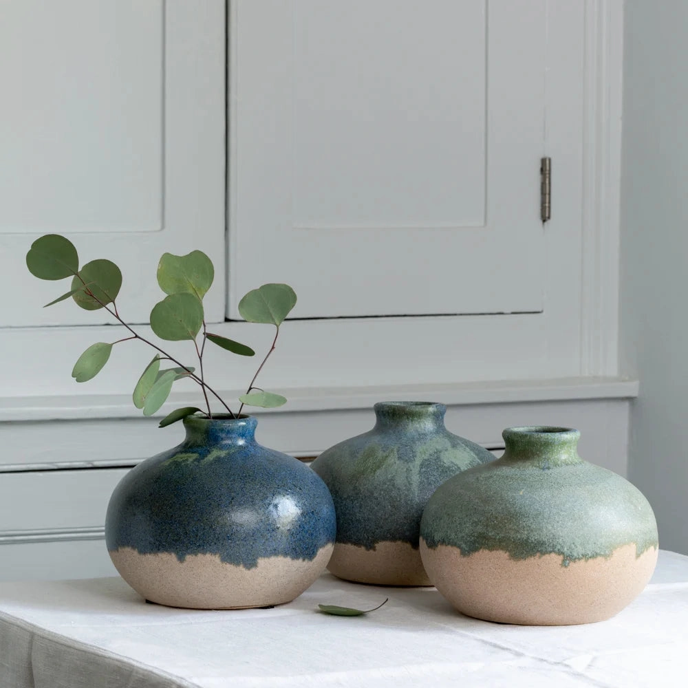 Blue / Green Dipped Bud Stem Vase 21cm