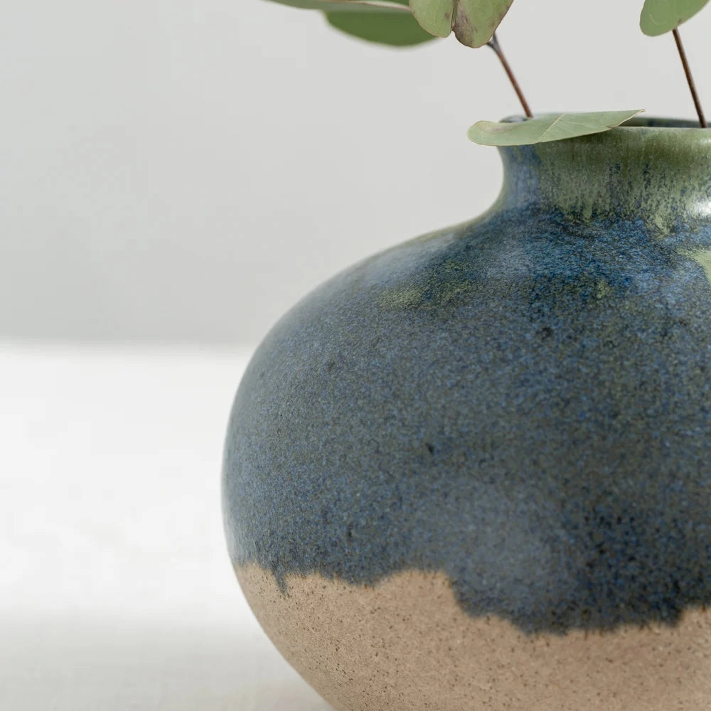 Blue / Green Dipped Bud Stem Vase 21cm