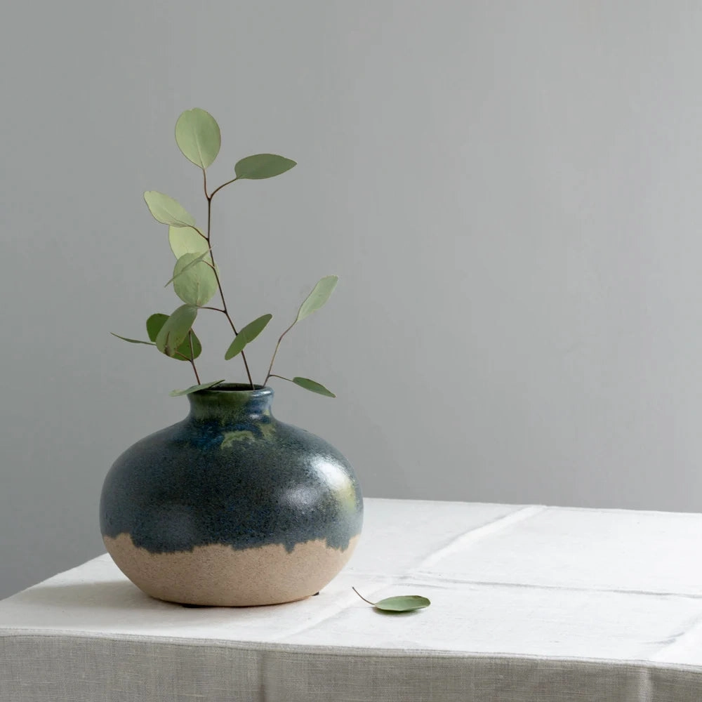 Blue / Green Dipped Bud Stem Vase 21cm,hand-painted ceramic vase