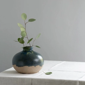 Blue / Green Dipped Bud Stem Vase 21cm,hand-painted ceramic vase