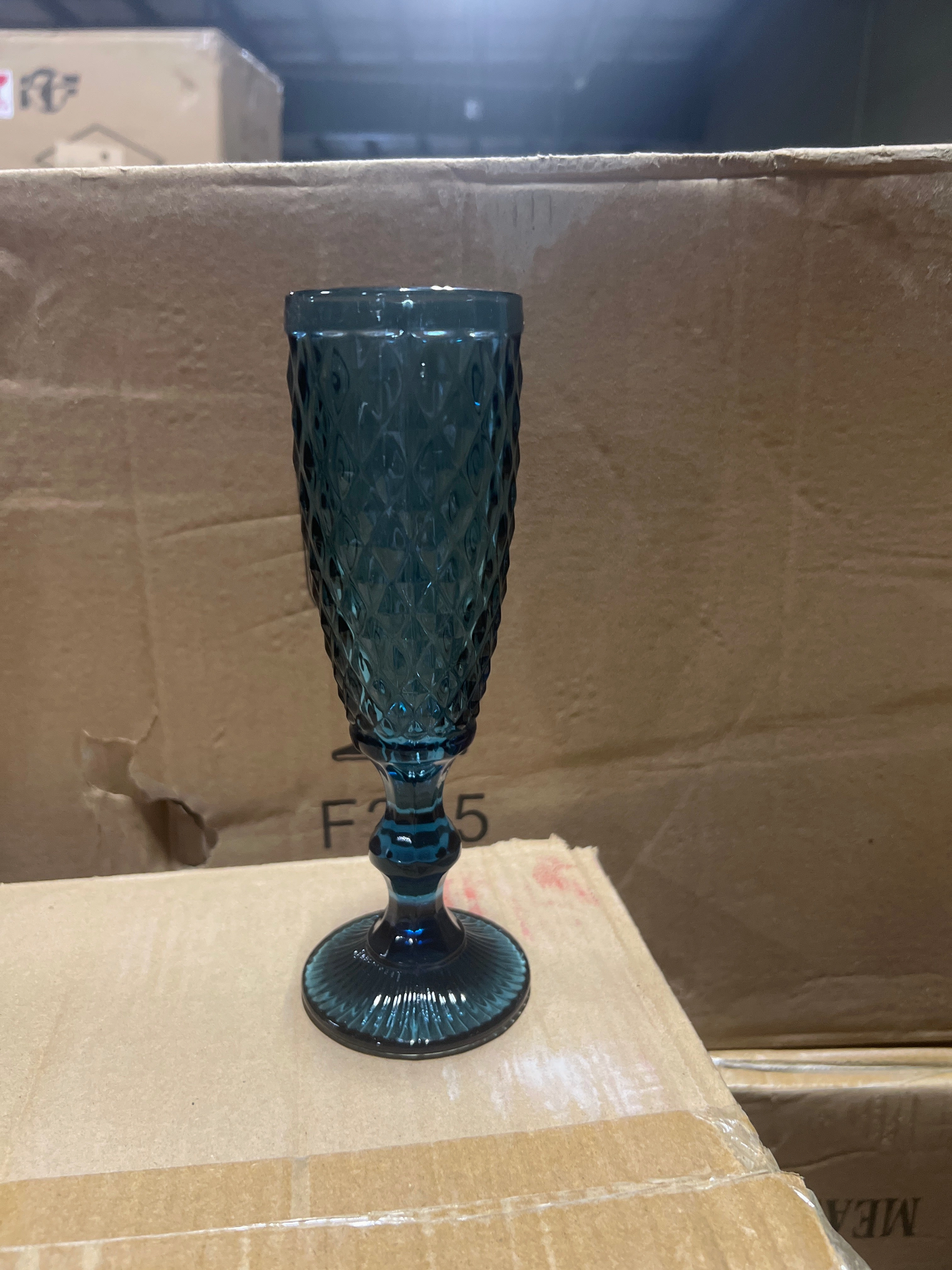 Blue Color diamond Champagne Flute(20cm*5.8cm),aesthetic flower vase
