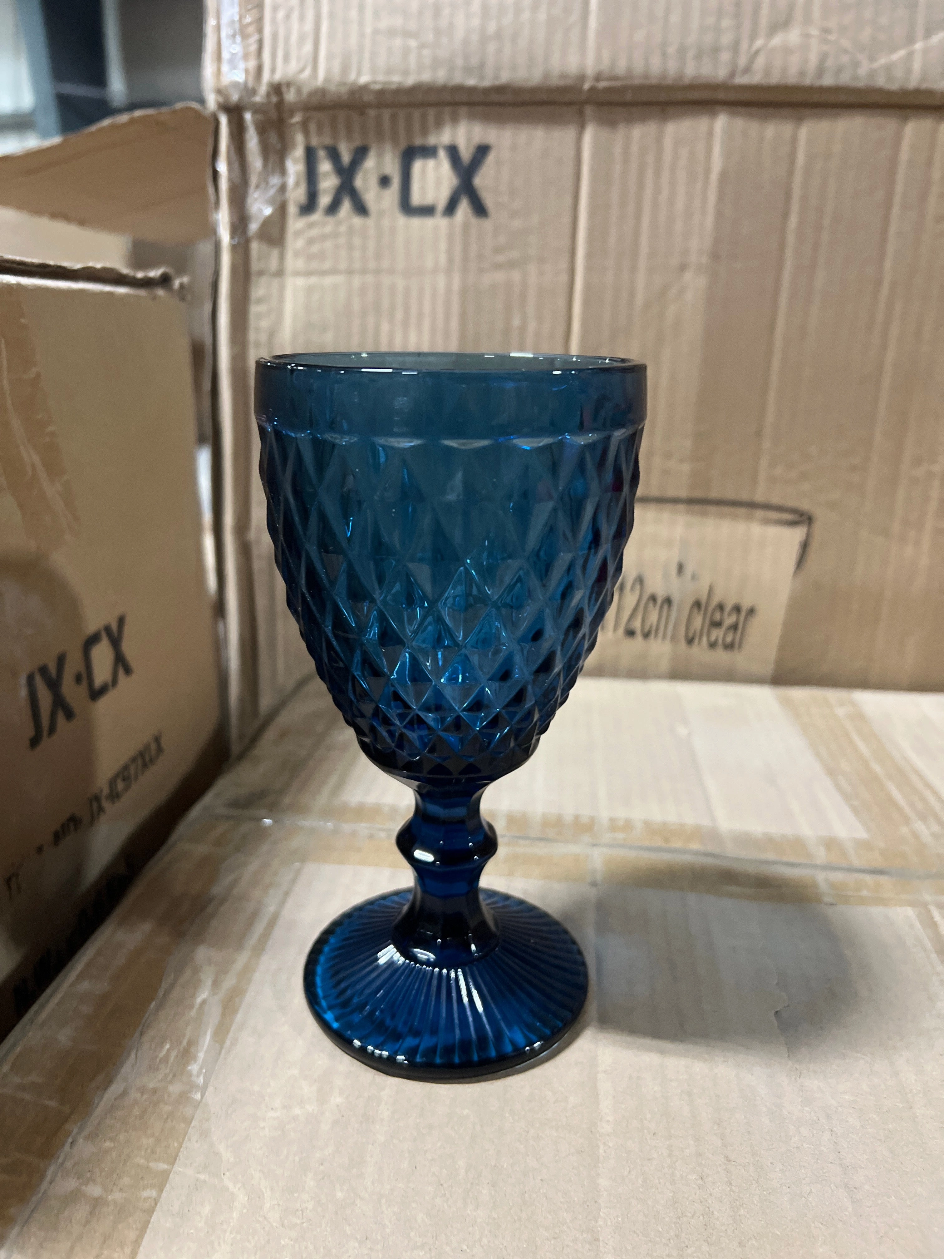 Blue Color diamond drinking Glass drinkware cup goblet,aesthetic flower vase