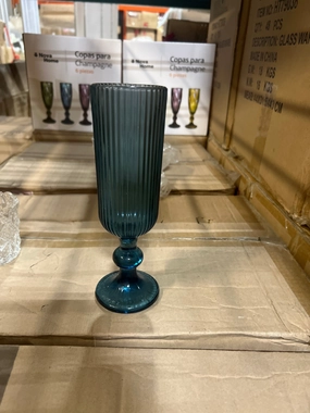 Blue Color Thin Striped Champagne Flute(18.5cm*5.5cm),aesthetic flower vase