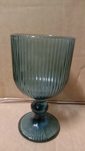 Blue Color thin Striped drinking Glass drinkware cup goblet,aesthetic flower vase