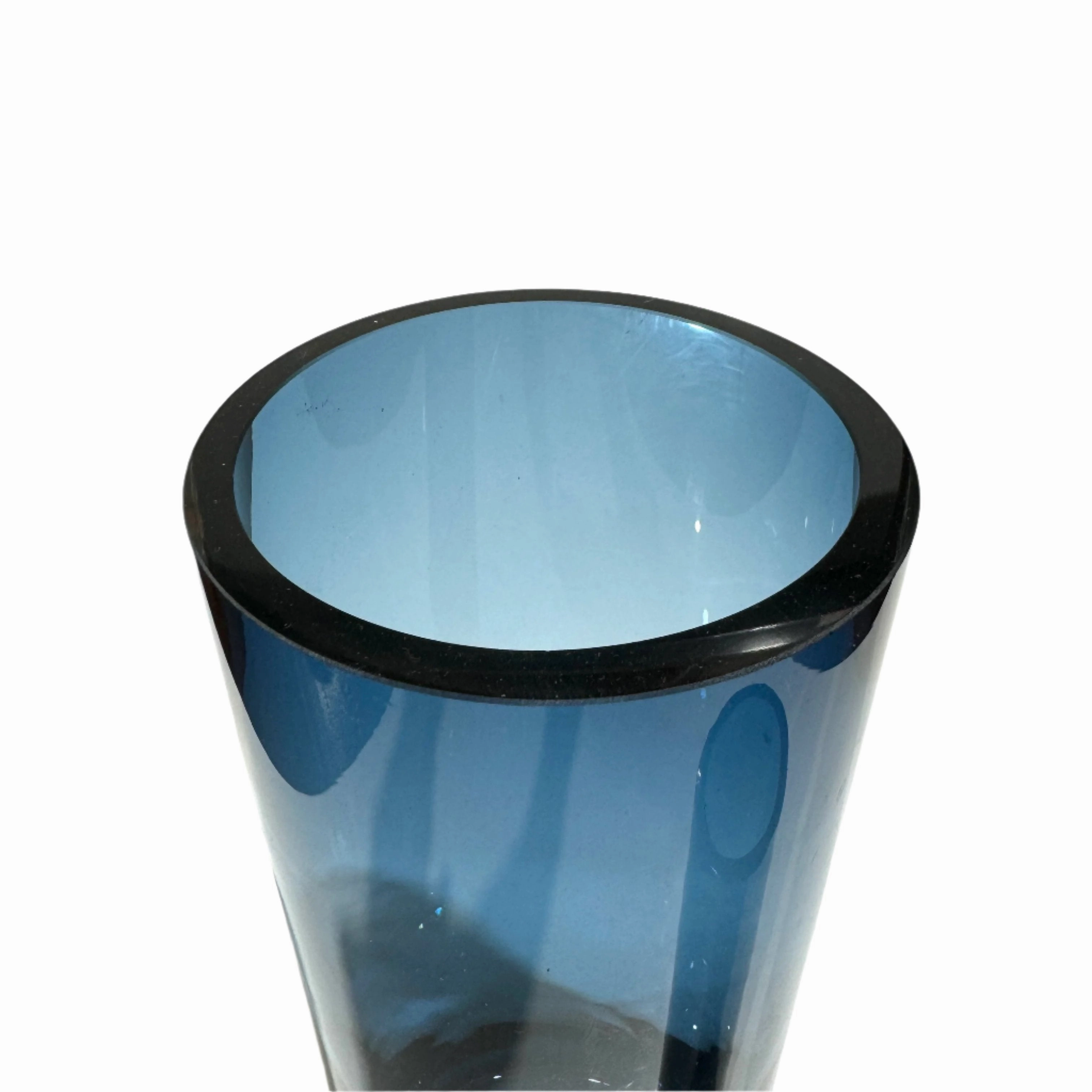 Blue glass vase pair