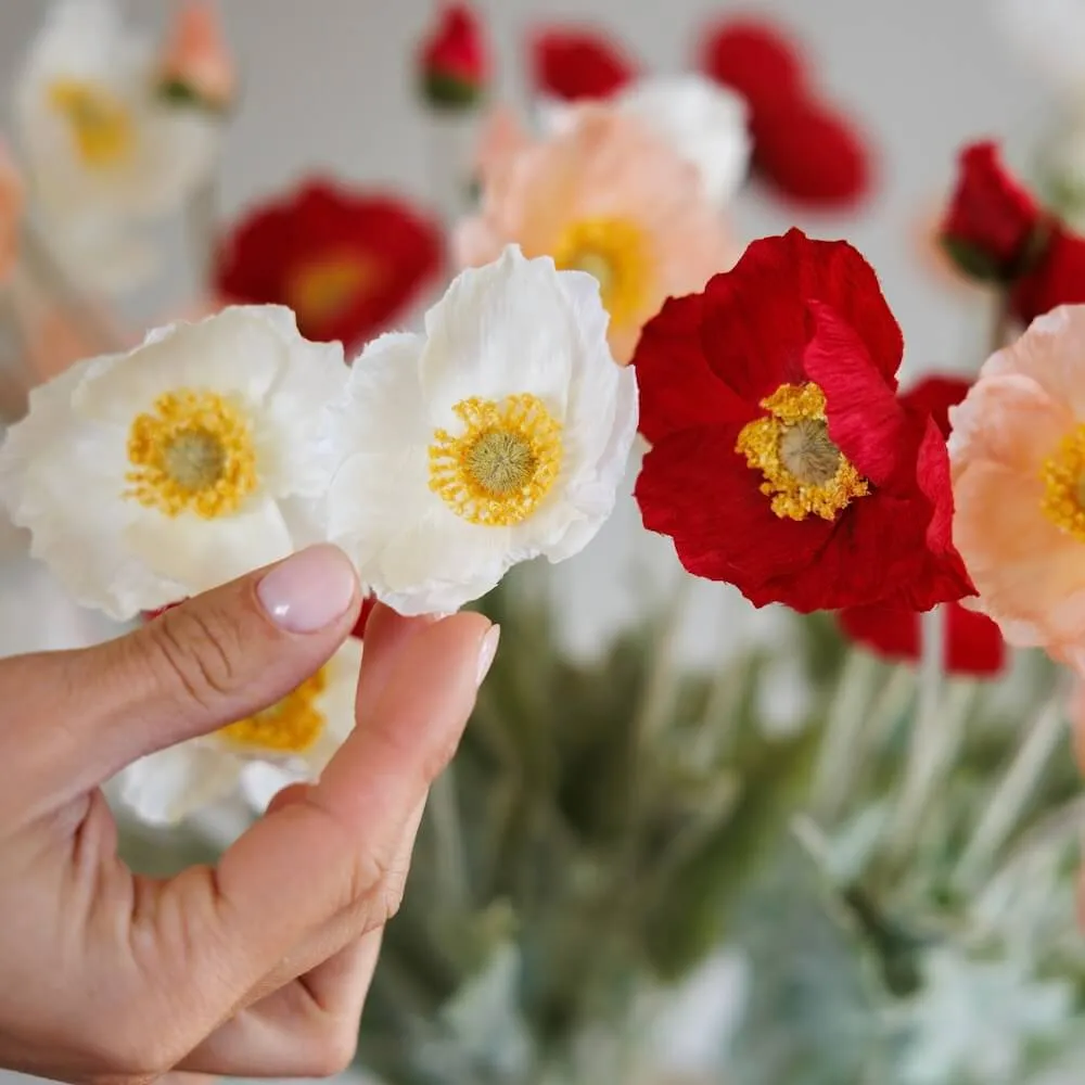Bouquet de fleurs artificielles Pavots