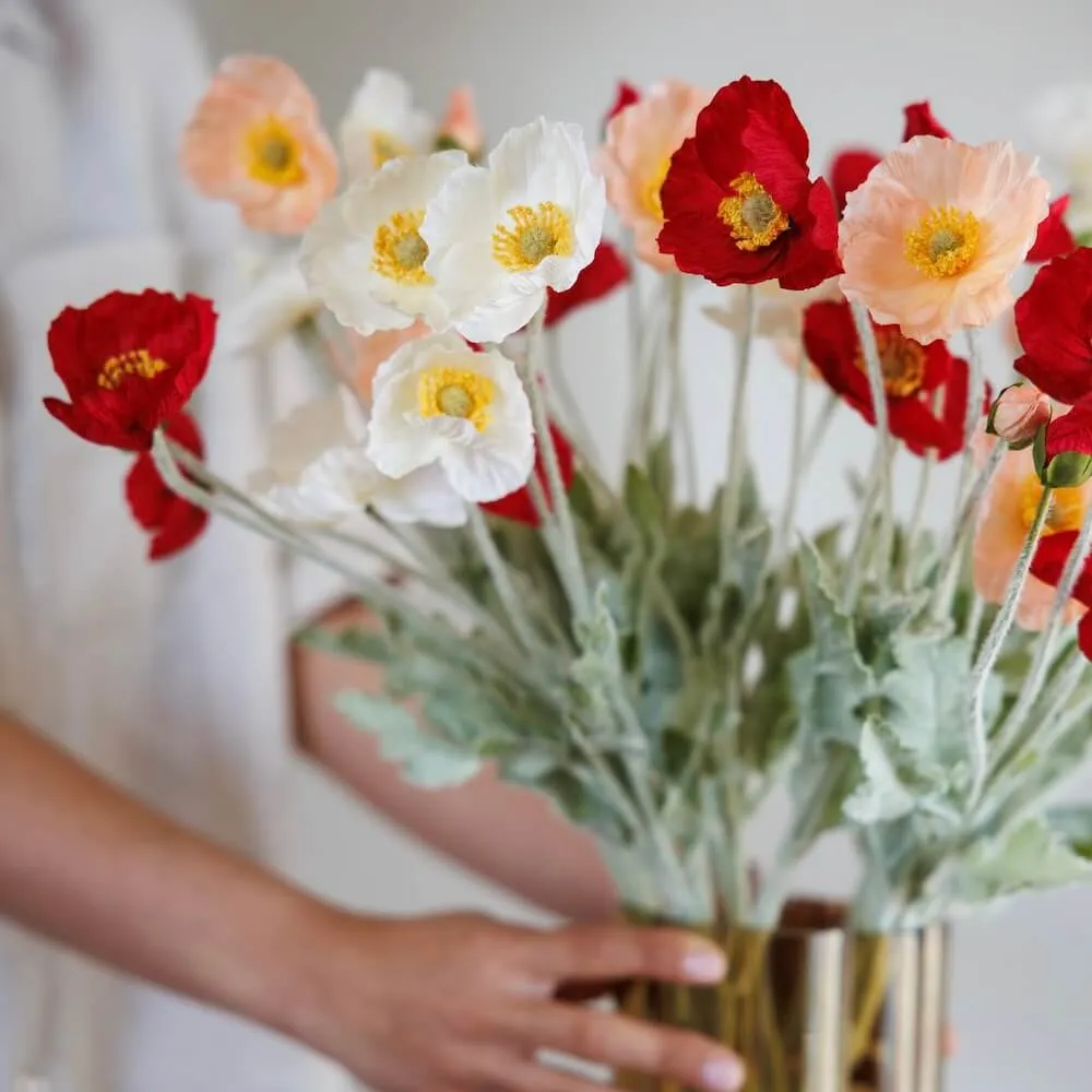 Bouquet de fleurs artificielles Pavots