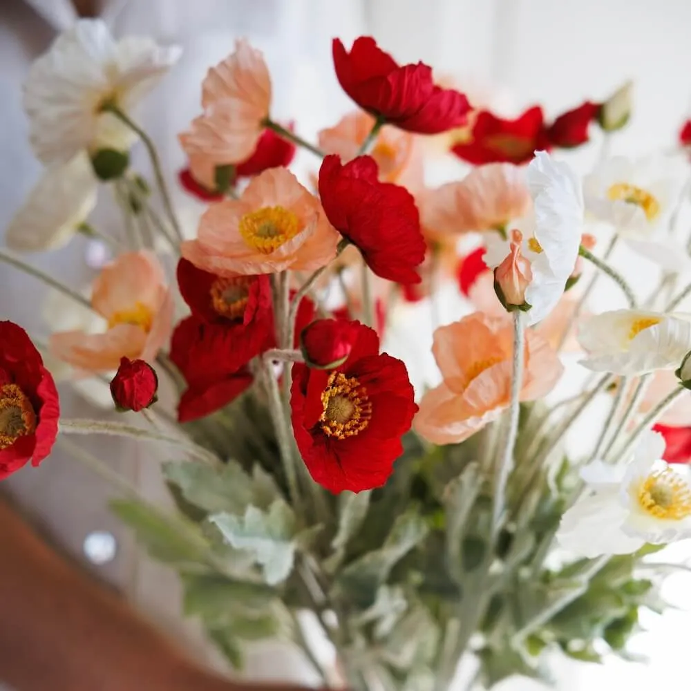 Bouquet de fleurs artificielles Pavots