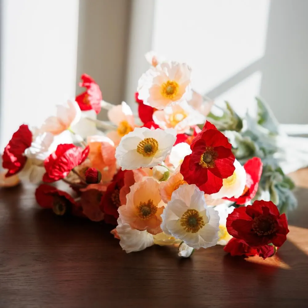 Bouquet de fleurs artificielles Pavots