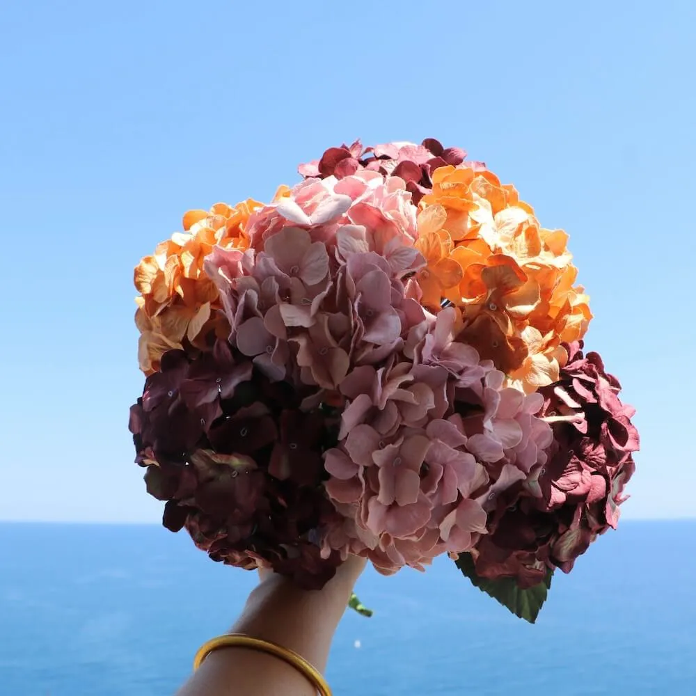 Bouquet fleurs en papier hortensia d'automne