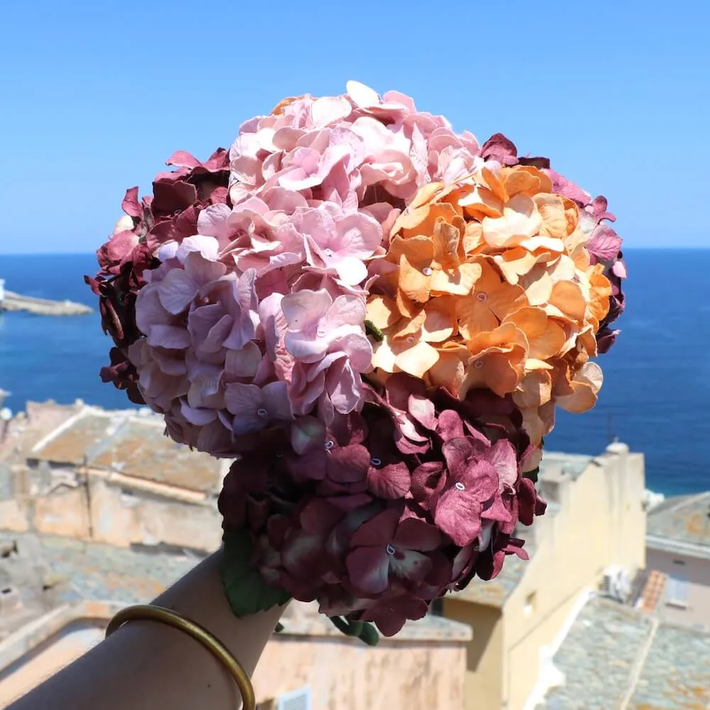 Bouquet fleurs en papier hortensia d'automne