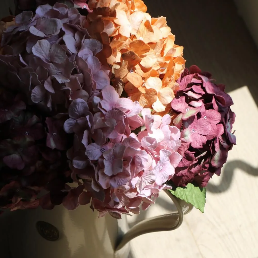 Bouquet fleurs en papier hortensia d'automne