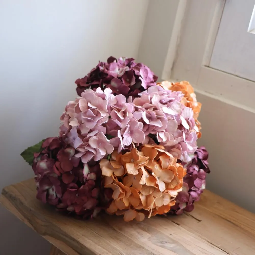 Bouquet fleurs en papier hortensia d'automne