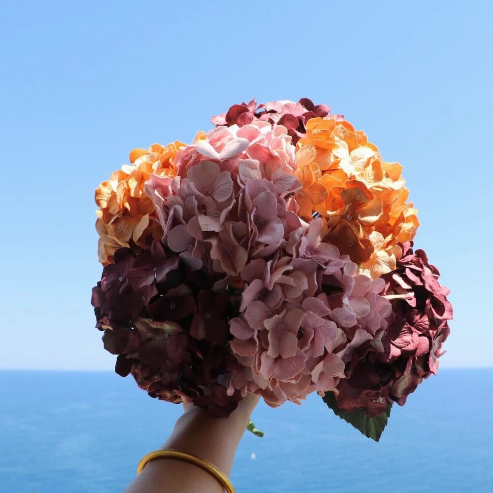 Bouquet fleurs en papier hortensia d'automne