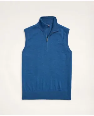 Brooks Brothers Herren Merino Halbzip-Pullunder Mittelblau Brooks Brothers
