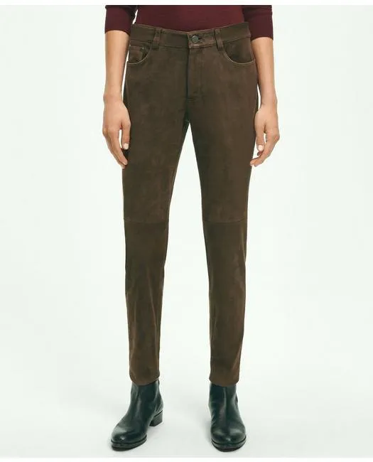 Brooks Brothers Damen Wildleder 5-Taschen Hose Dunkelbraun Brooks Brothers