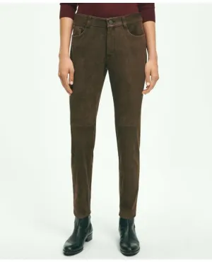 Brooks Brothers Damen Wildleder 5-Taschen Hose Dunkelbraun Brooks Brothers