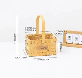 Brown Flower Girl Basket for Rose Petals(wood) artificial flower bouquet  