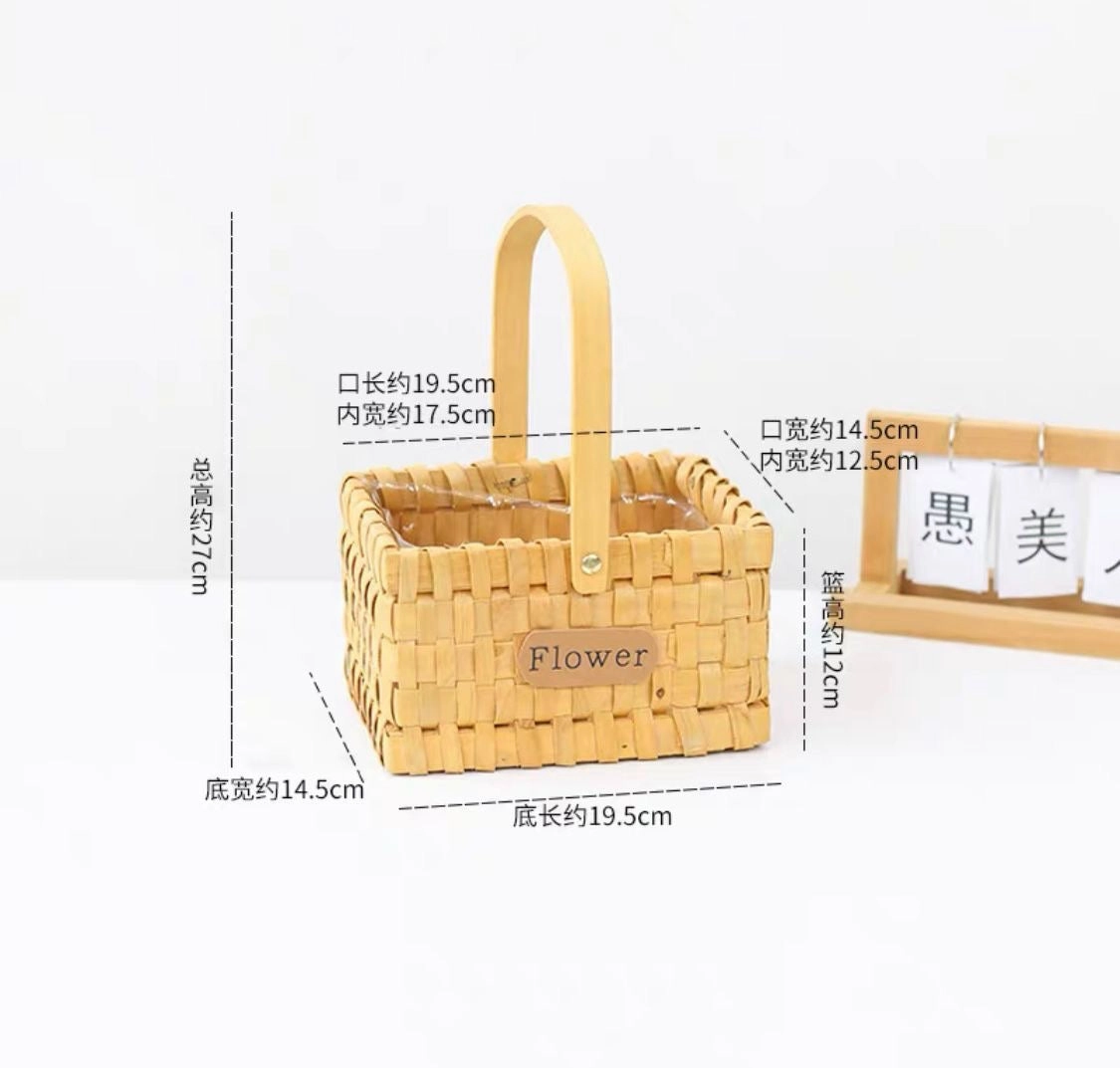 Brown Flower Girl Basket for Rose Petals(wood) artificial flower bouquet  